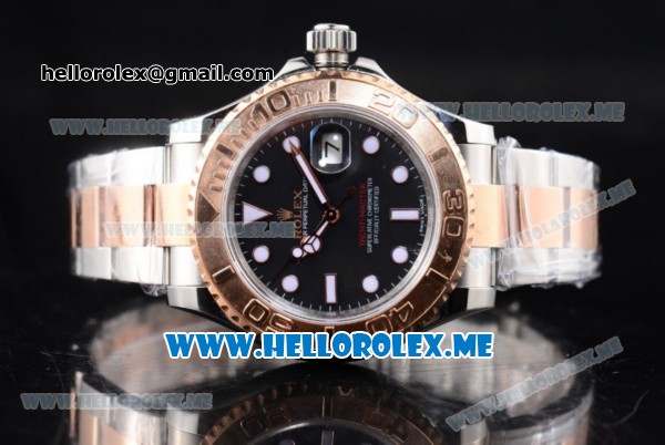 Rolex Yacht-Master 40 Clone Rolex 3135 Automatic Two Tone Case/Bracelet with Black Dial (BP) - Click Image to Close